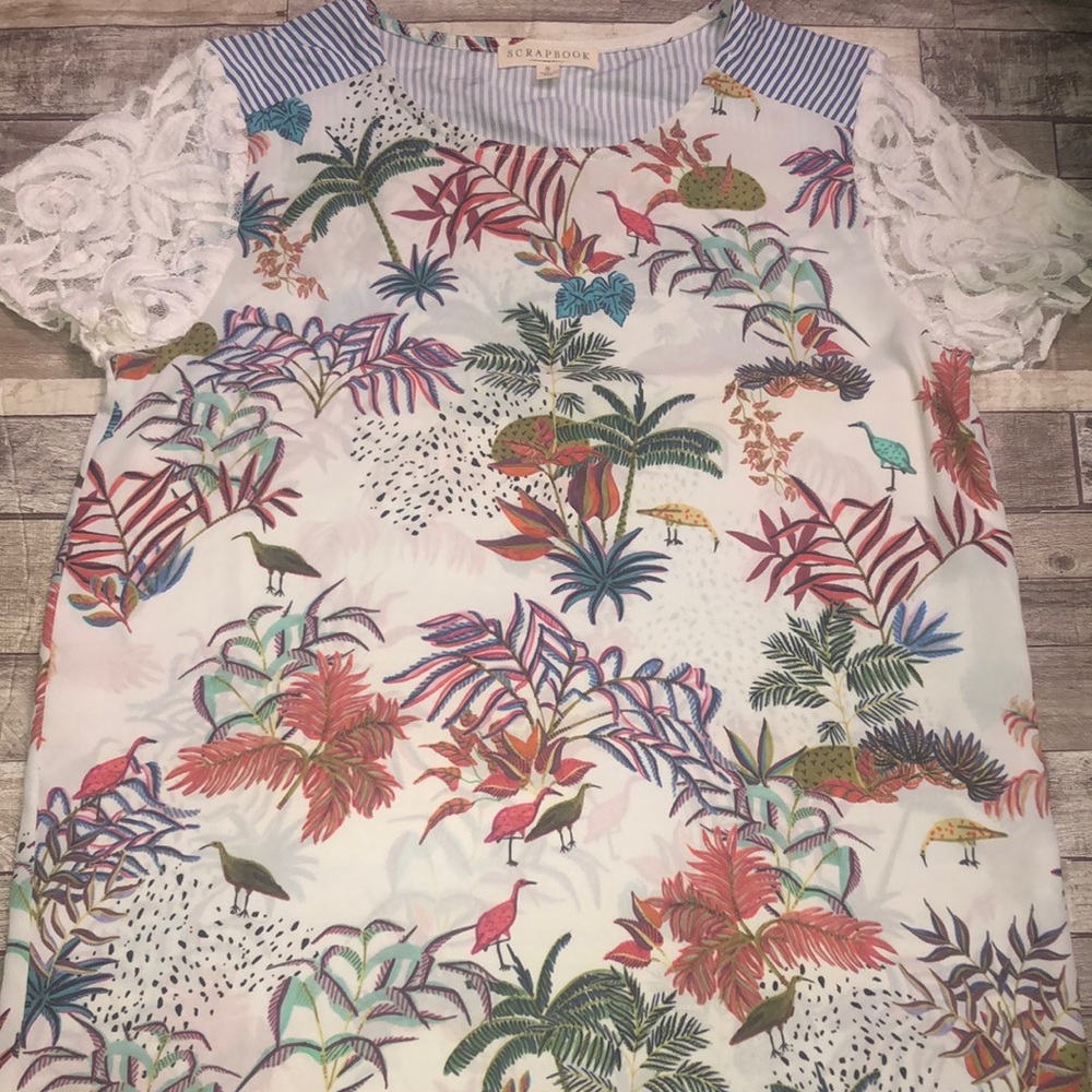 Scrapbook cute short sleeve blouse